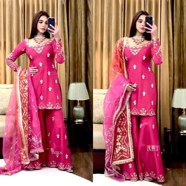 FloraLuna Stunning Pink Sharara Set