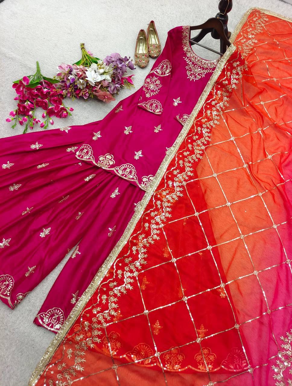 FloraLuna Stunning Pink Sharara Set