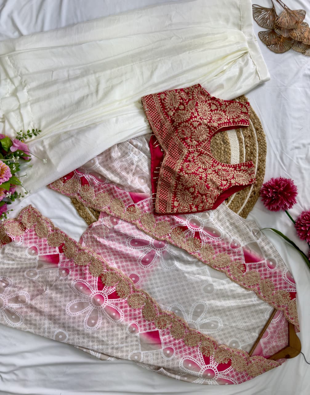 FloraLuna Designer Indo-Western Draped Saree Set with Blouse