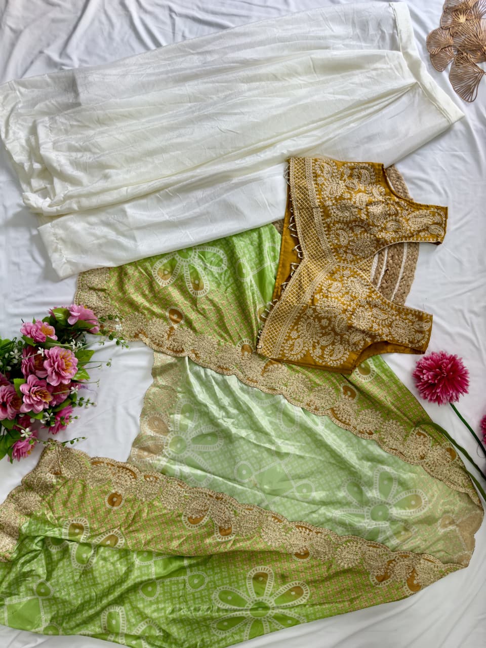 FloraLuna Designer Indo-Western Draped Saree Set with Blouse