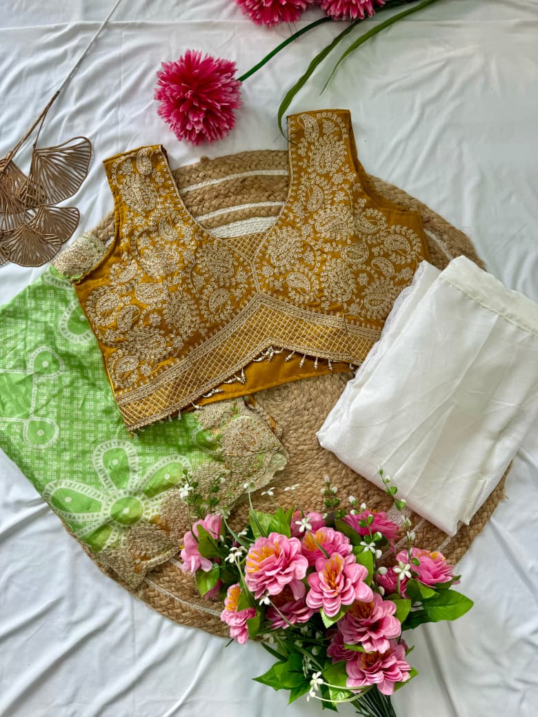 FloraLuna Designer Indo-Western Draped Saree Set with Blouse