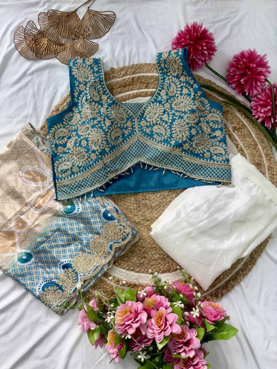 FloraLuna Designer Indo-Western Draped Saree Set with Blouse