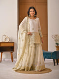 FLORALUNA Golden Aura Ivory Sharara Ensemble