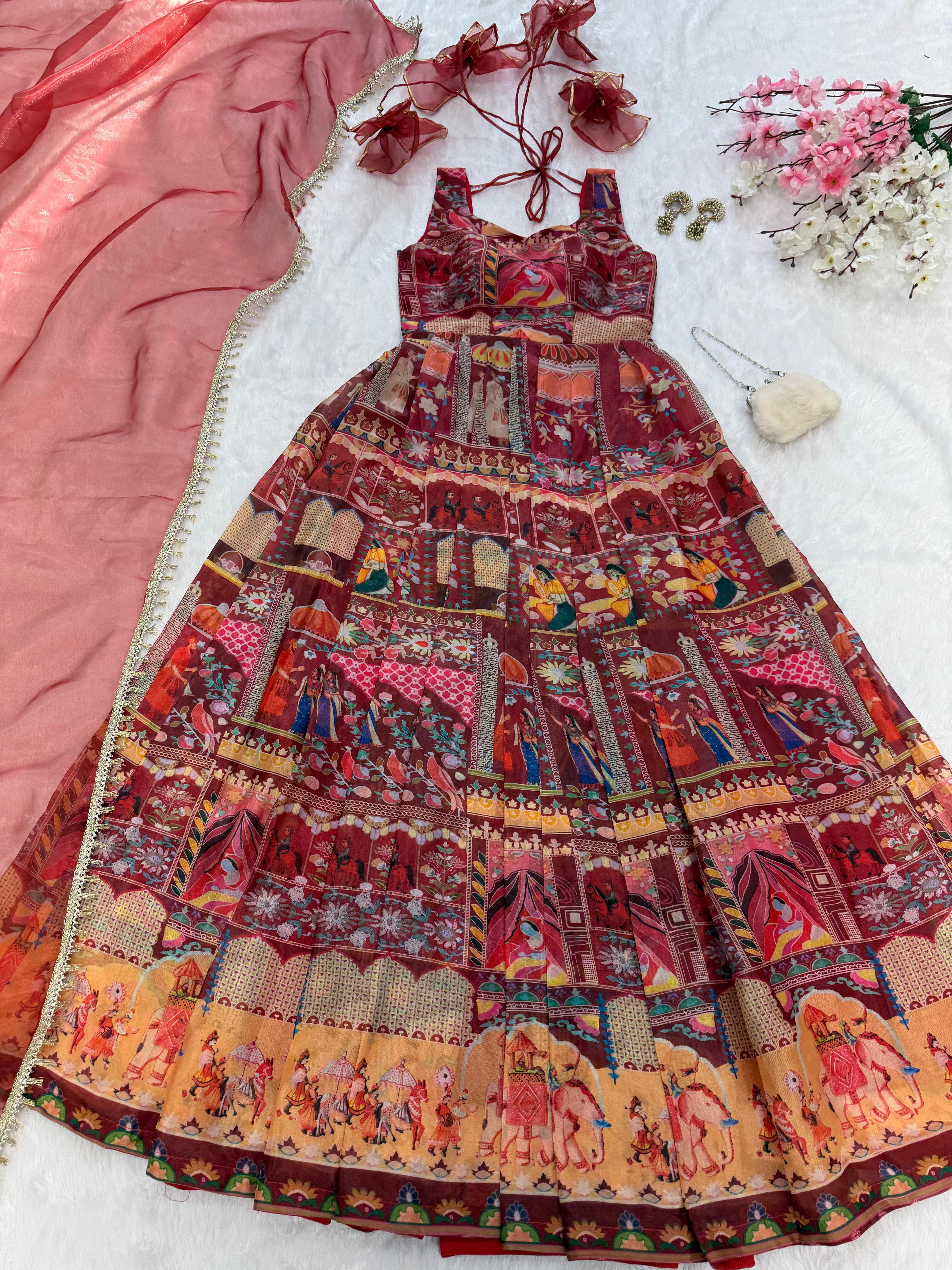 Floraluna Royal Maroon Ethnic Anarkali Dress