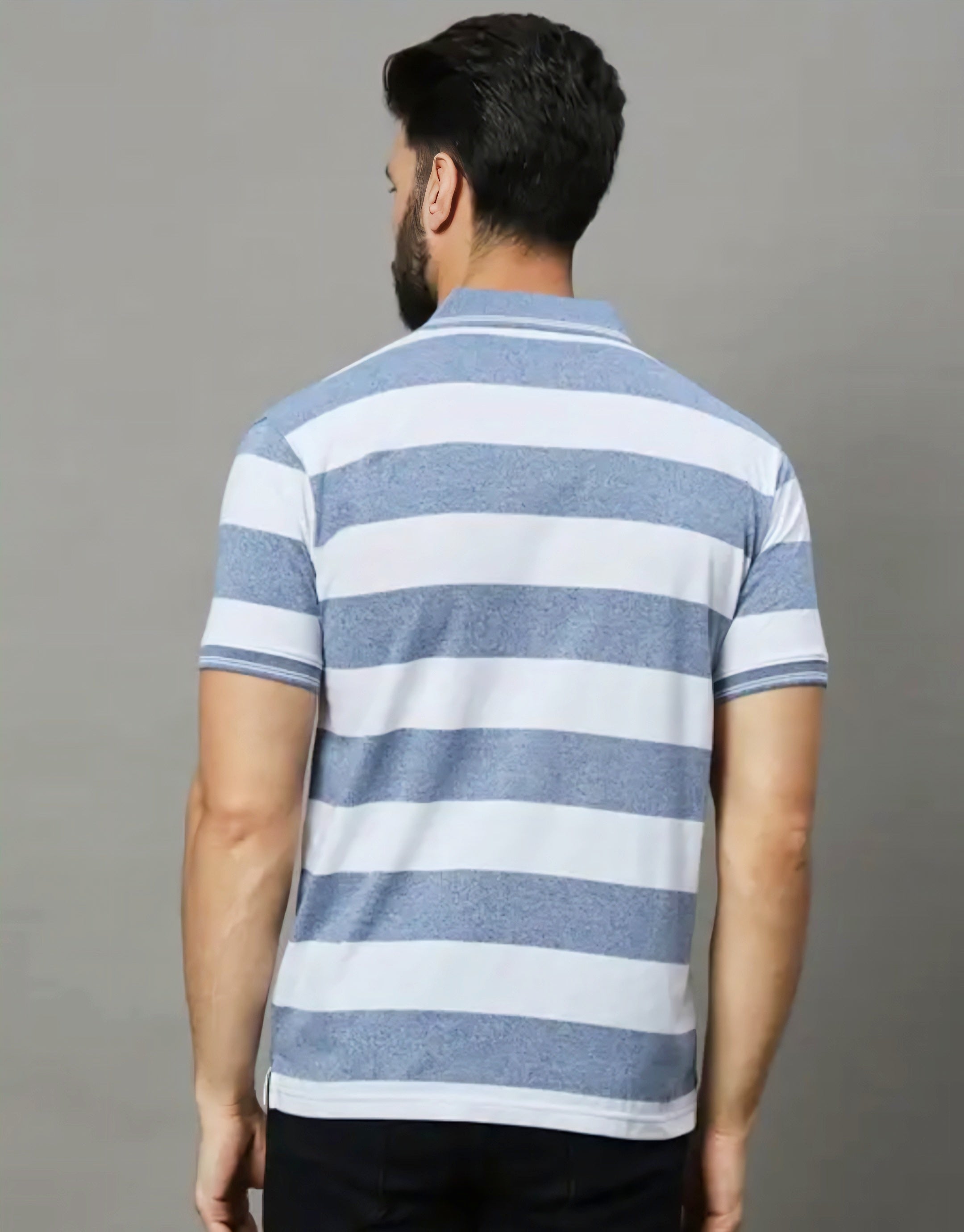 Floraluna Men's Cotton Blend Polo Collar Striper T Shirt Has A Short Sleeves & Pocket