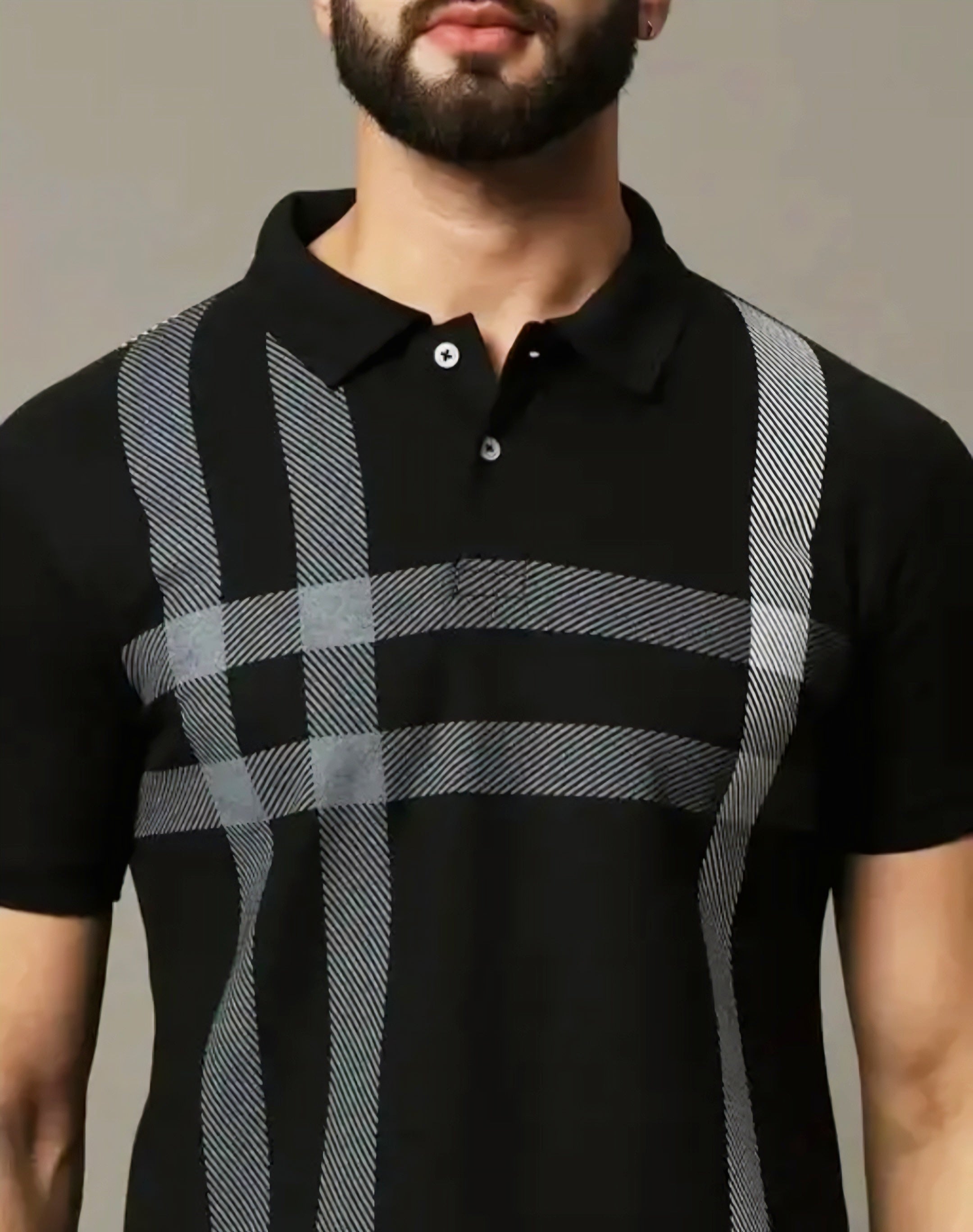 Floraluna Men Checkered Half Sleeves Polo Neck T-shirt