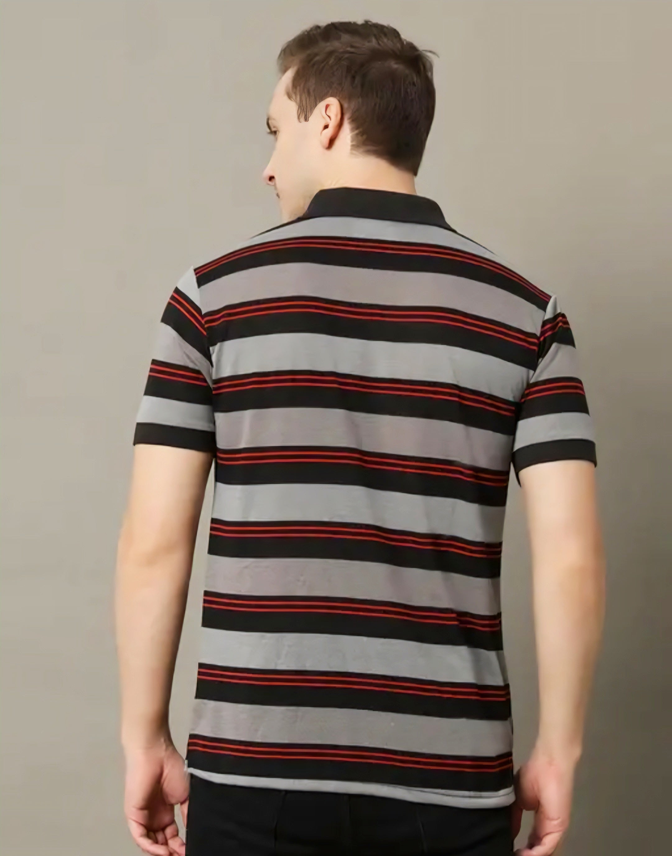 Floraluna Men Striped Polo Collar T-shirt