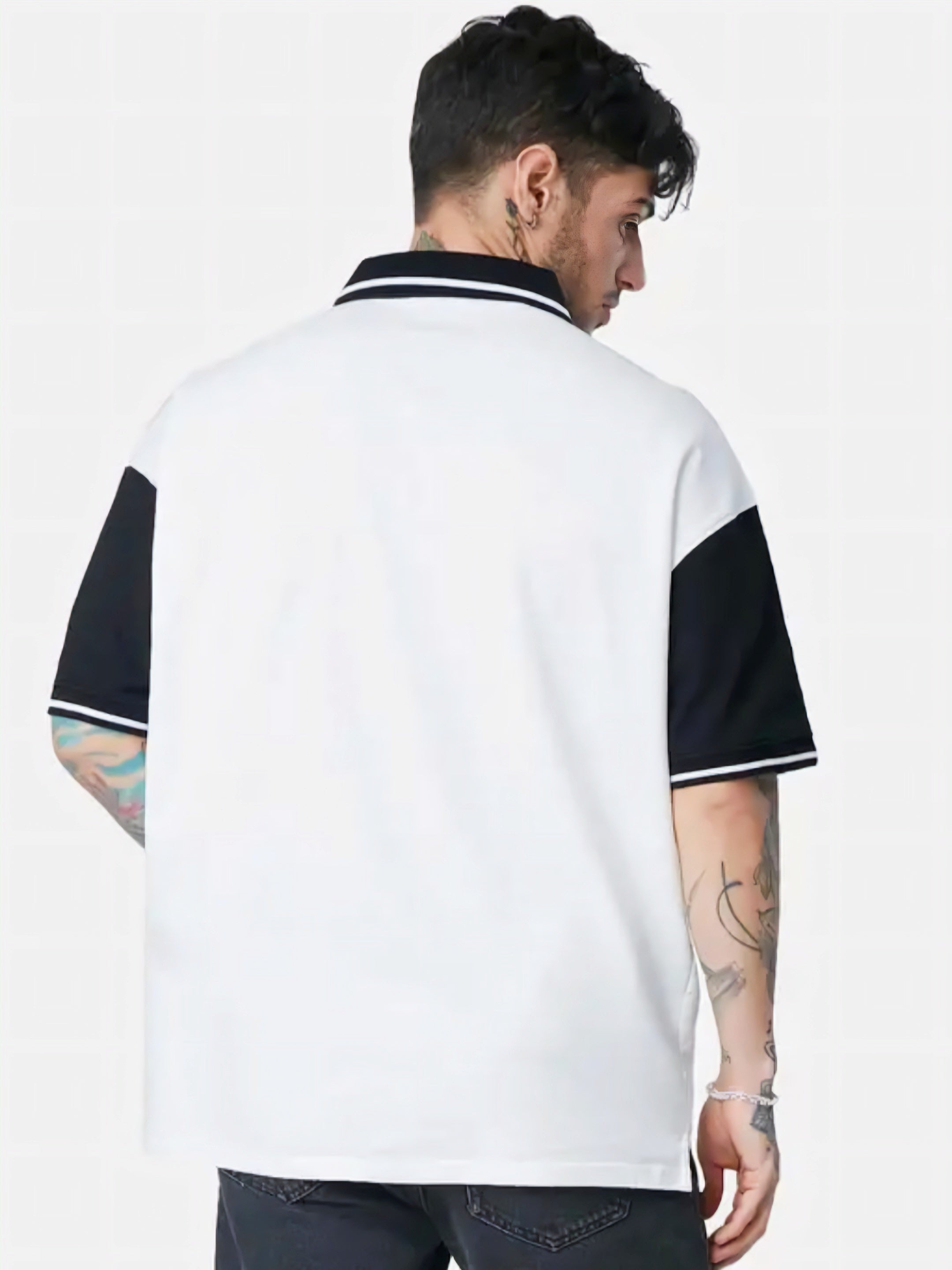 Floraluna Official Punisher: Logo Mens and Boys Polos Half Sleeve|Regular fit Graphic Printed| 100% Cotton White & Black Color Oversized Polos