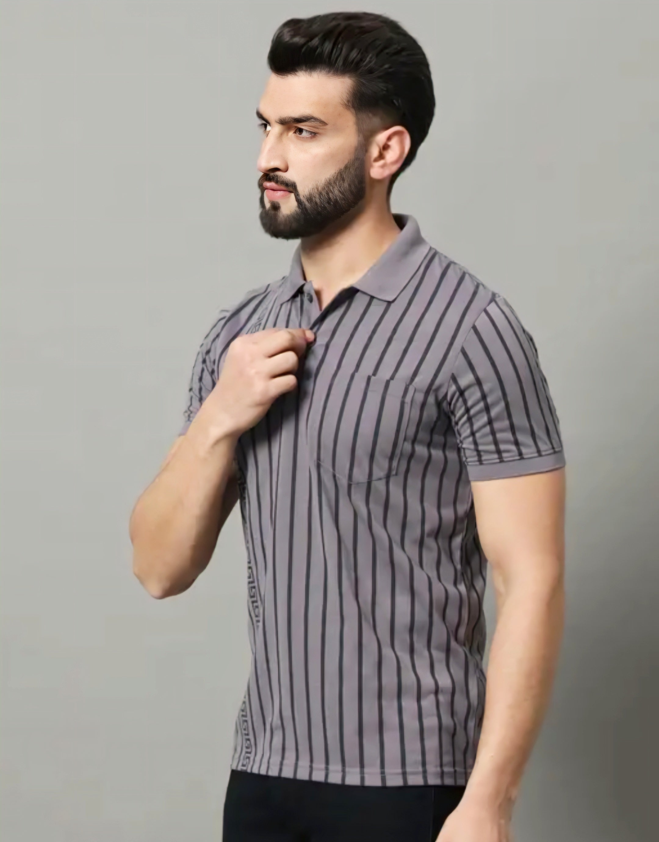 Floraluna Men Striped Regular Fit Polo T-Shirt