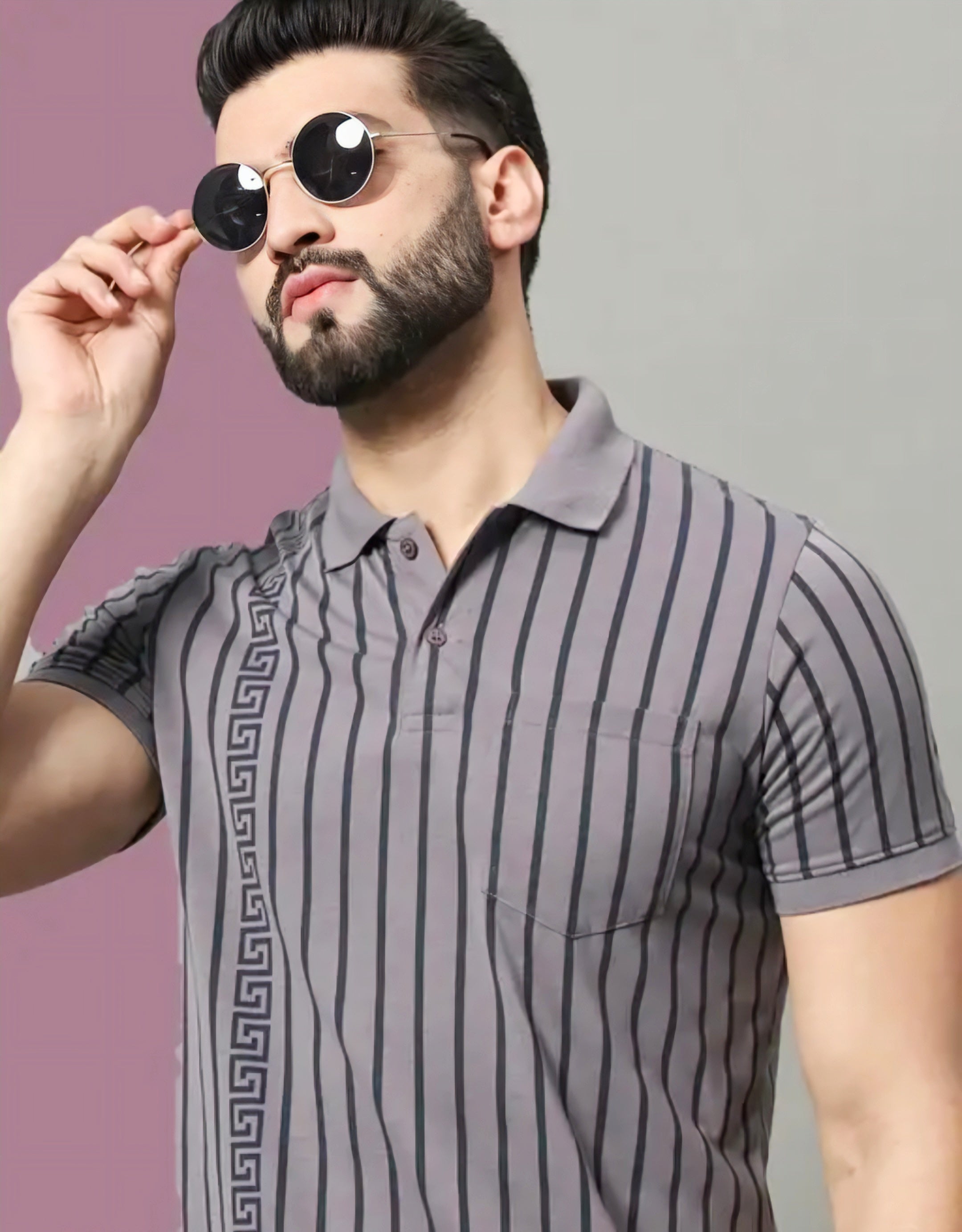 Floraluna Men Striped Regular Fit Polo T-Shirt