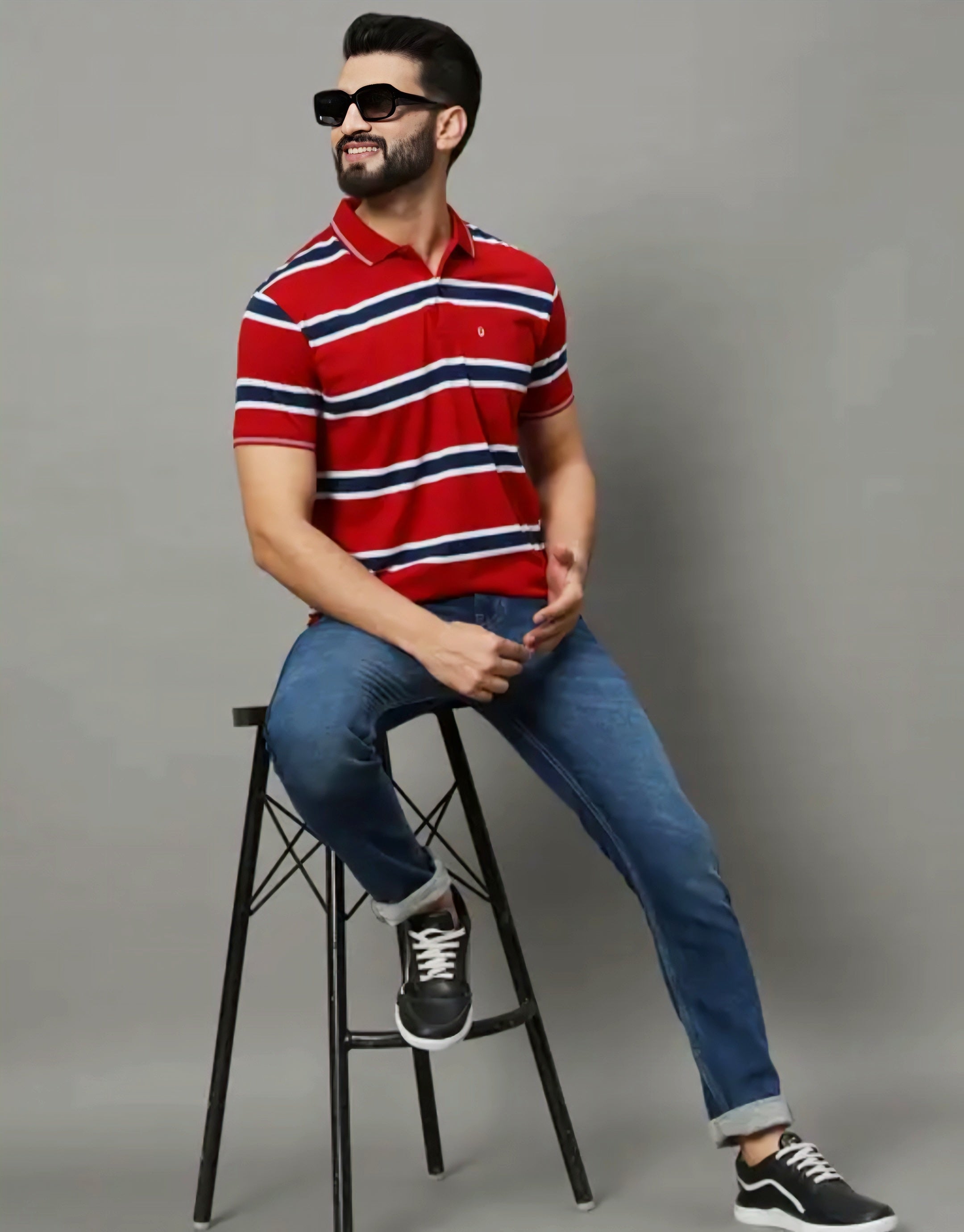 Floraluna Stripes Regular Fit Polo T-shirt Red