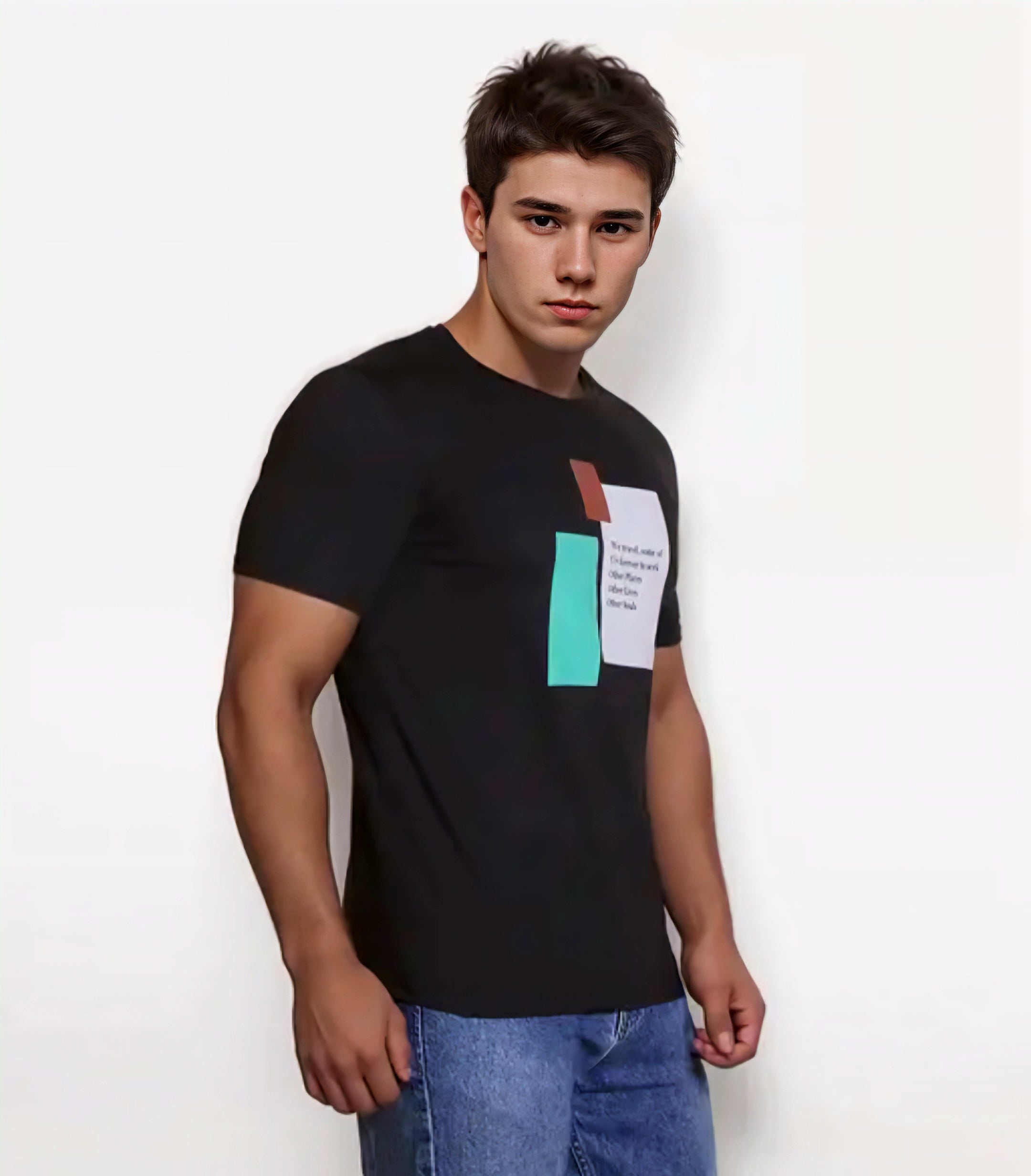 Floraluna  Men Graphic Print Round Neck Cotton Blend