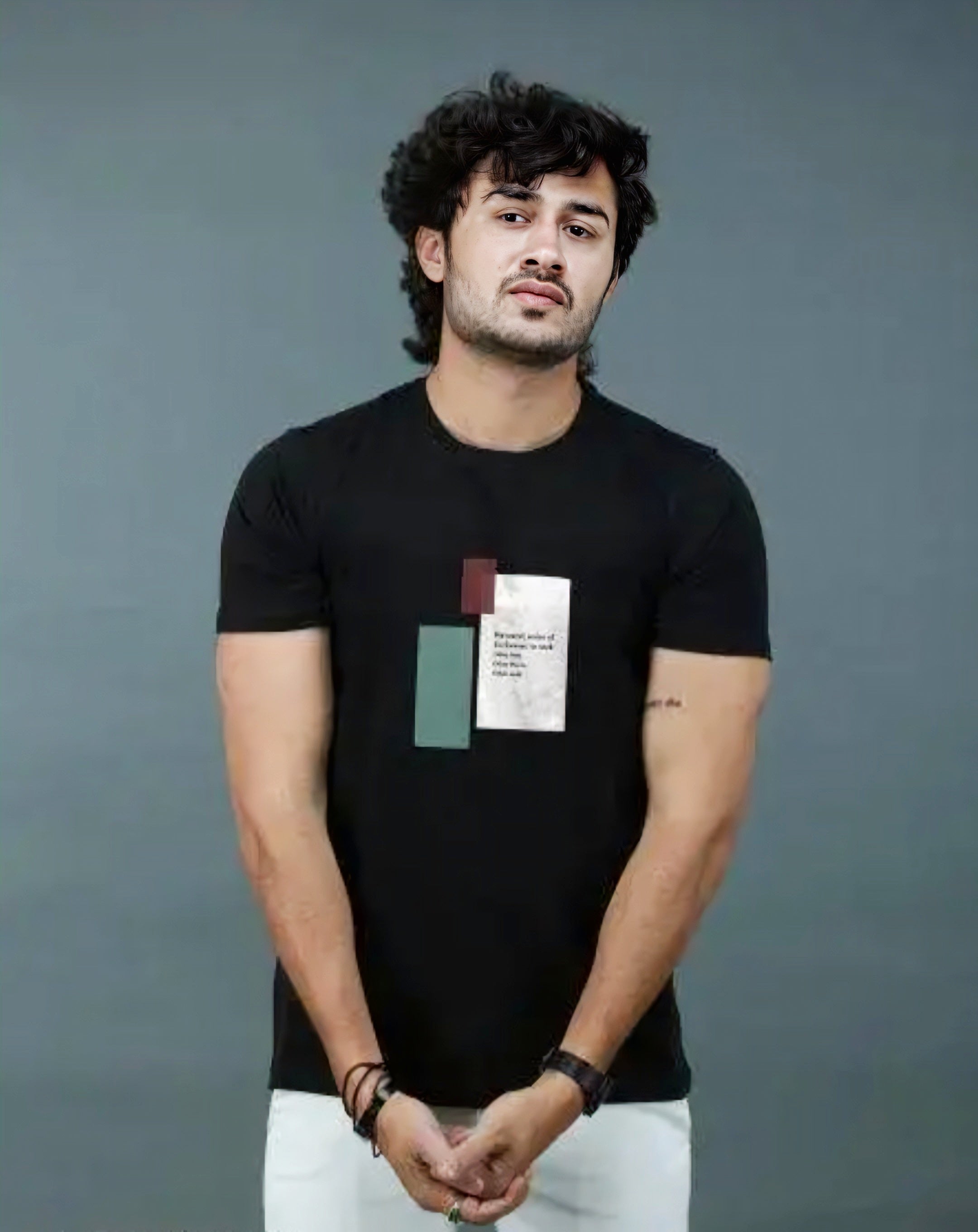 Floraluna  Men Graphic Print Round Neck Cotton Blend