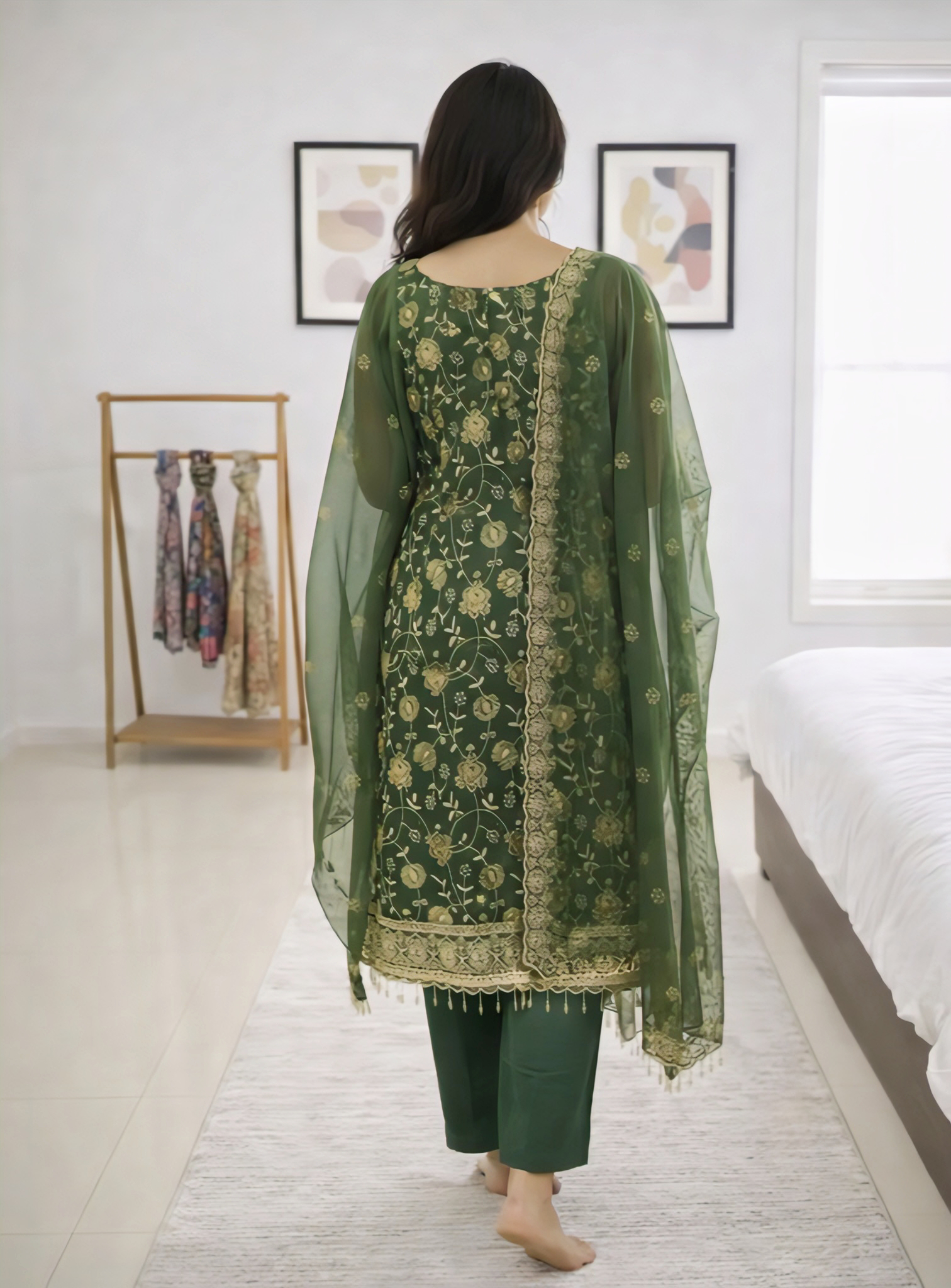 FloraLuna Unstitched Designer Embroidered Salwar with Dupatta