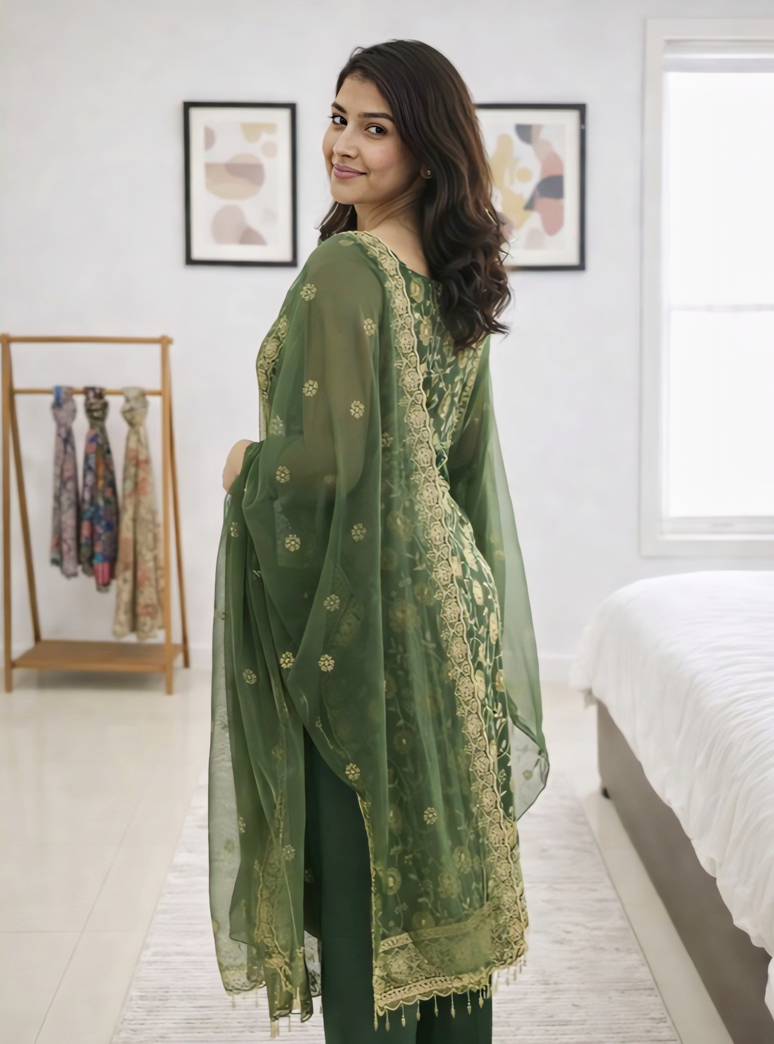 FloraLuna Unstitched Designer Embroidered Salwar with Dupatta