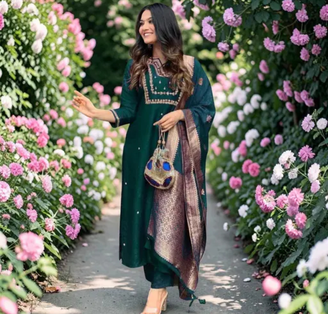 FloraLuna Emerald Royale Suit Set