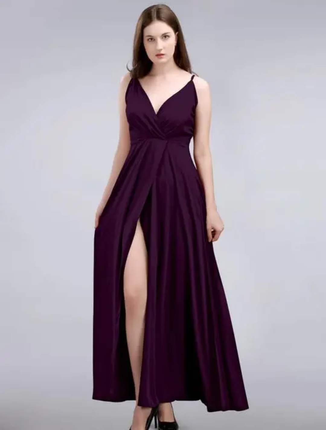 FloraLuna Midnight Orchid High-Slit Evening Gown