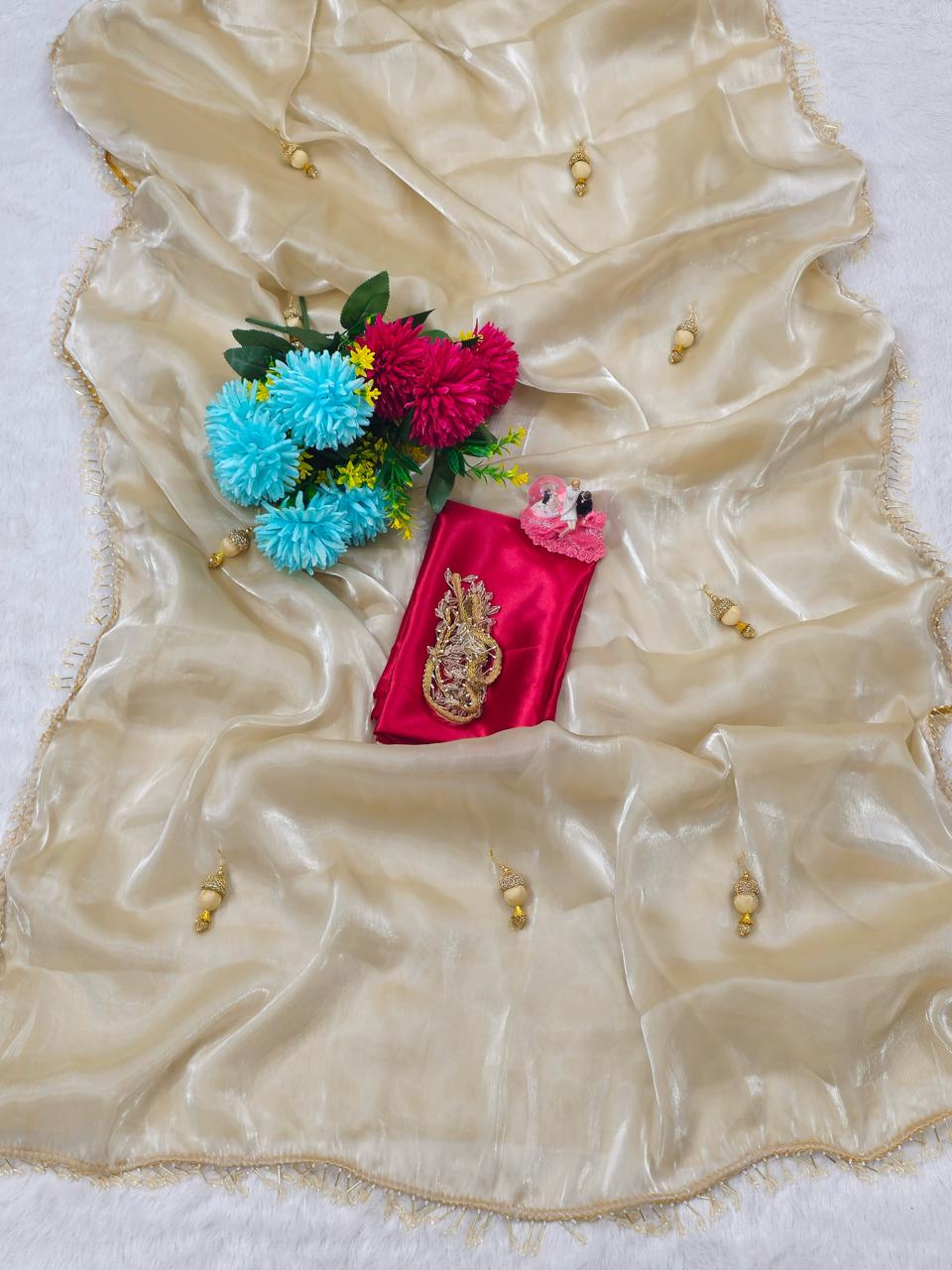 FloraLuna  G-MEE Satin Saree with Beautiful Latkan on Pallu 💃👑