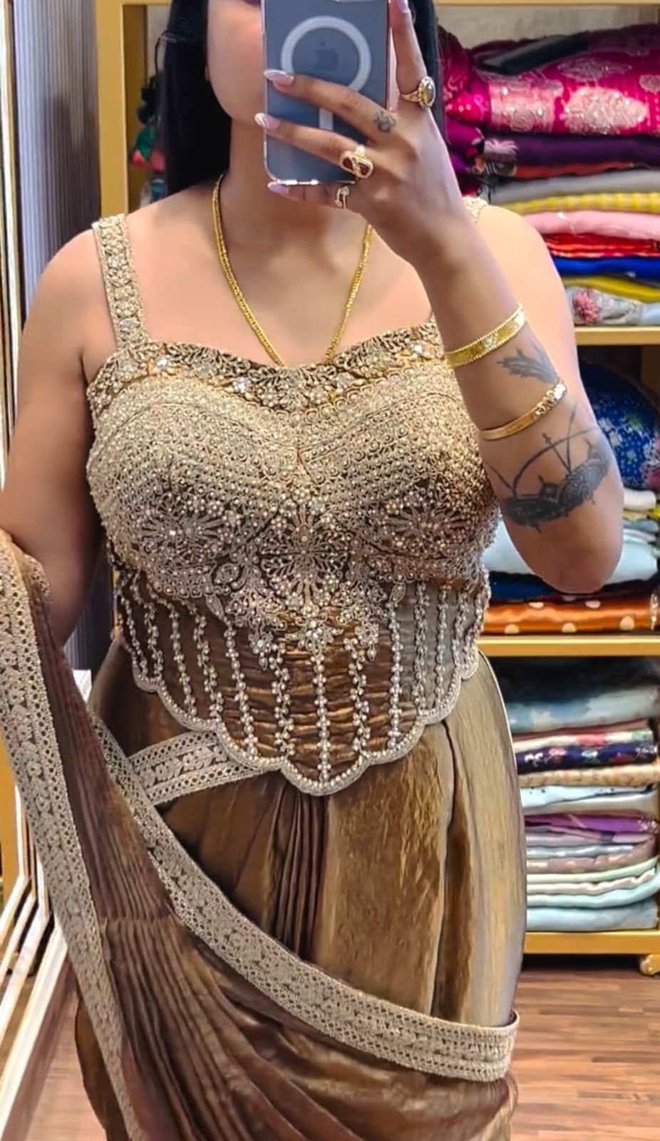 Metallic Silk Saree with Heavy Zari Border