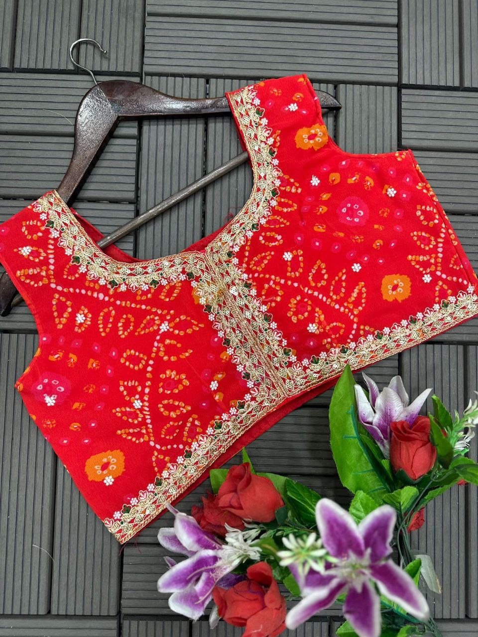 Bandhani Print Indo-Western Set with Mirror-Work