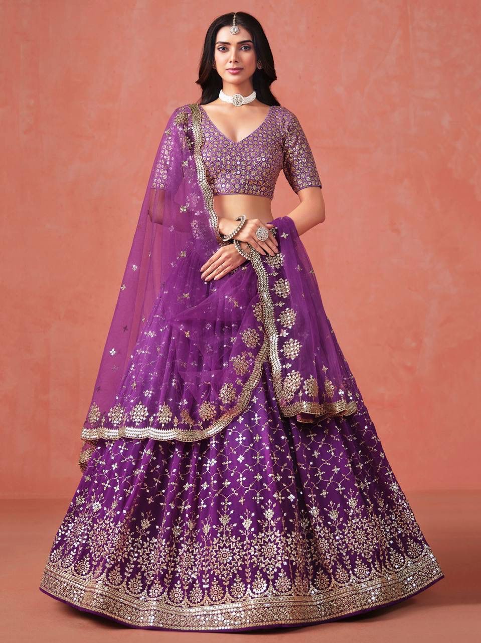 Ombre Premium Silk-Finish Lehenga with Heavy Zari Detailing