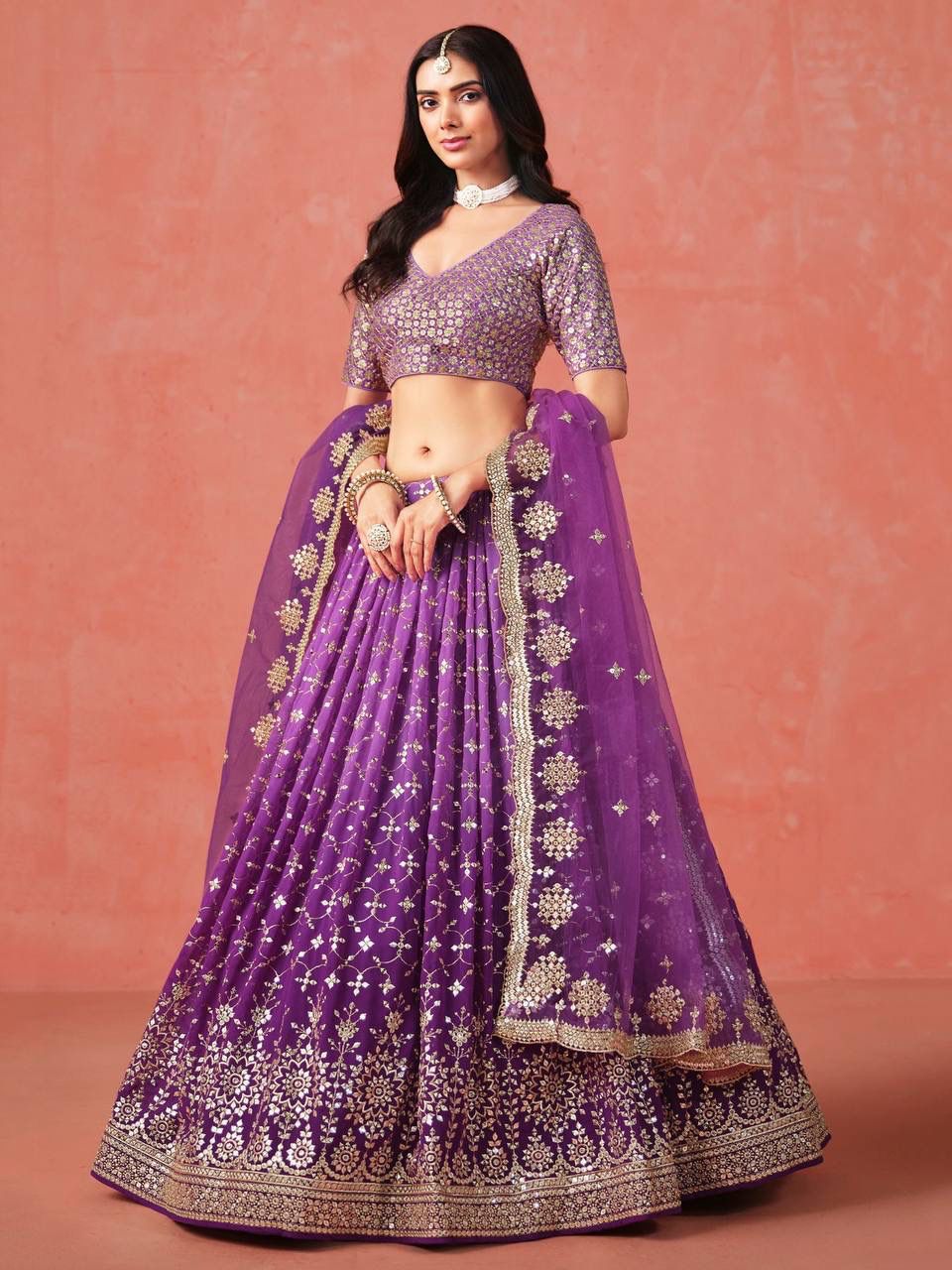 Ombre Premium Silk-Finish Lehenga with Heavy Zari Detailing