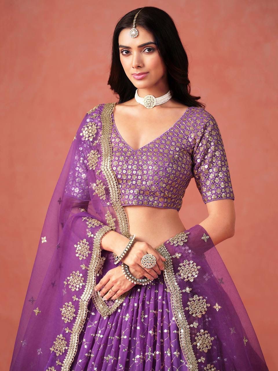 Ombre Premium Silk-Finish Lehenga with Heavy Zari Detailing