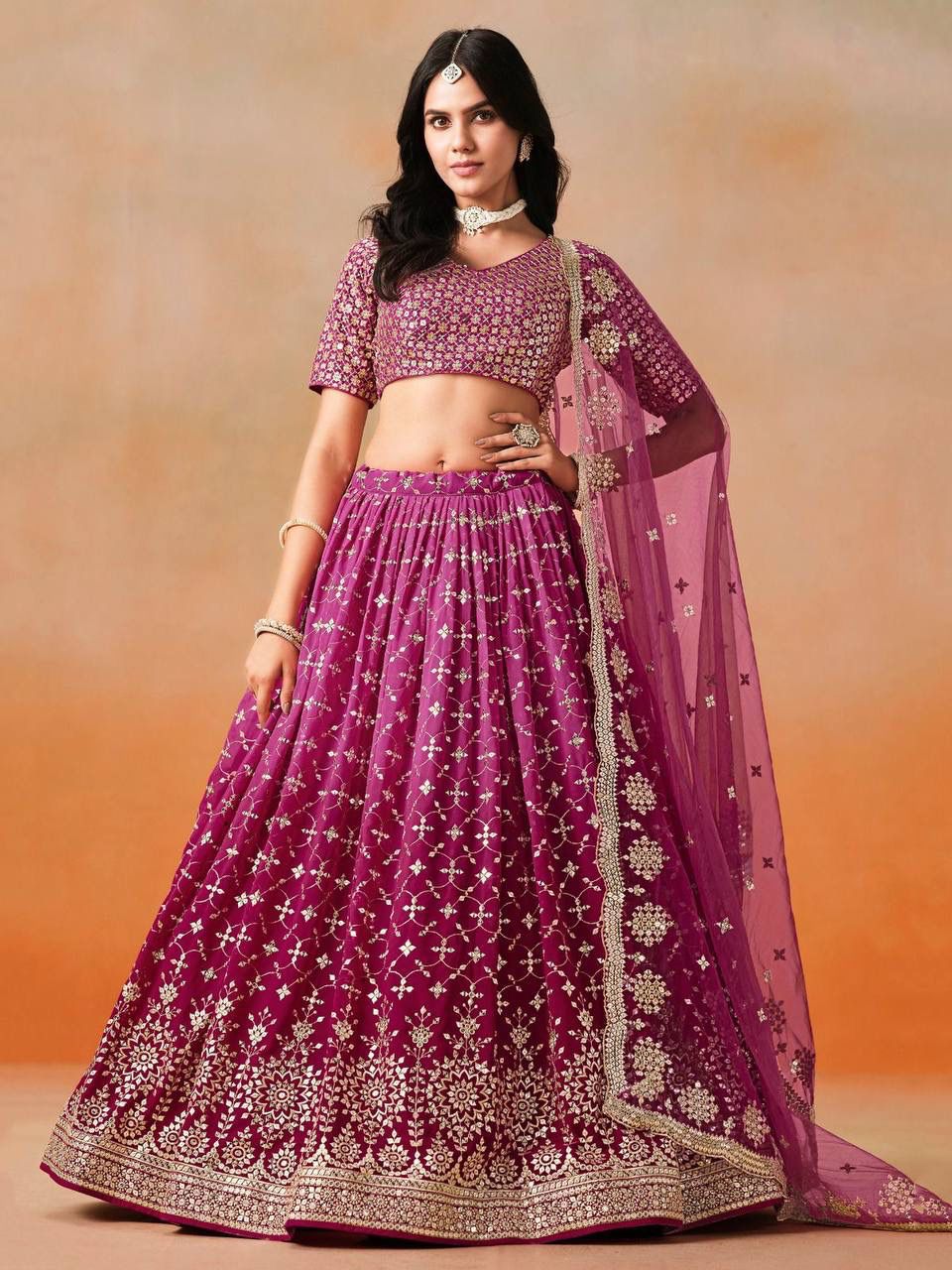 Ombre Premium Silk-Finish Lehenga with Heavy Zari Detailing
