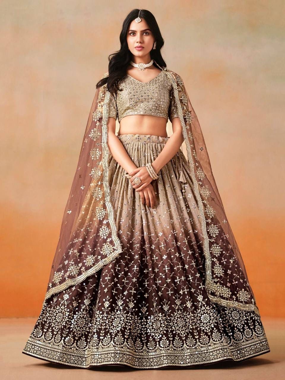 Ombre Premium Silk-Finish Lehenga with Heavy Zari Detailing