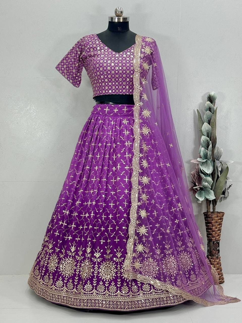 Ombre Premium Silk-Finish Lehenga with Heavy Zari Detailing