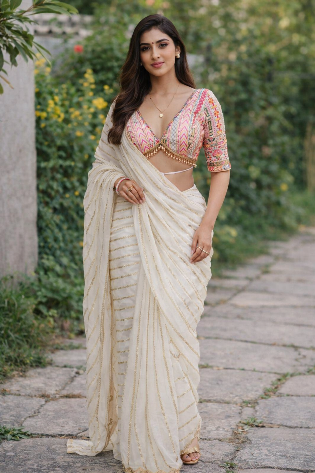 FloraLuna Ivory Grace Saree