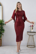 FloraLuna Crimson Shimmer Fitted Cocktail Dress