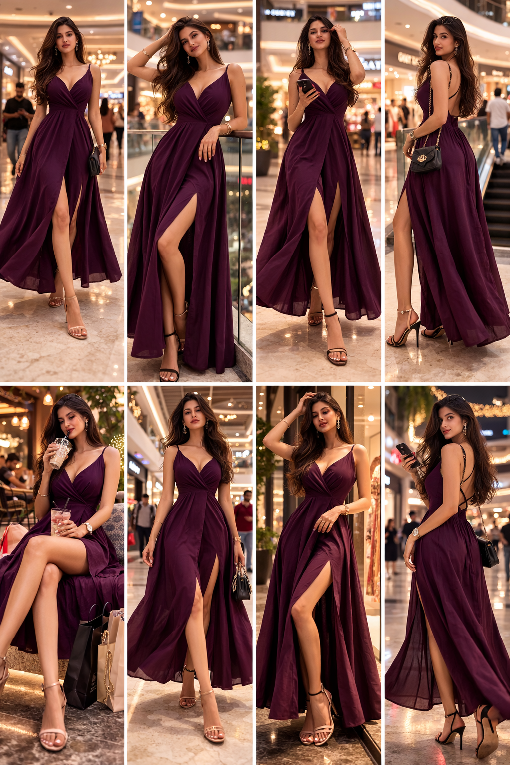 FloraLuna Midnight Orchid High-Slit Evening Gown