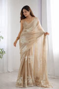 FloraLuna Champagne Blossom Saree